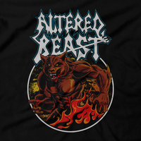 Heavy Metal Tees by Draculabyte l Made from 100% cotton, this unisex t-shirt rocks. Black T-shirt in sizes from small to 6X. Metal from Altered Beast, Sega Genesis, 16-Bit, Pixel, Wolf, Dragon, Athena, beat 'em up, Arcade, Ancient Greece, Zeus, Underworld, Bosses, 80s, 1980s, werewolf, weredragon, werebear, weretiger, Beast