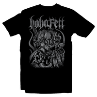 Heavy Metal Tees by Draculabyte l Made from 100% cotton, this unisex t-shirt rocks. Black T-shirt in sizes from small to 6X. Metalheads, Graphic Art, Movie, Film, Sci-Fi, Yoda, Bounty Hunter, Mandalorian, Boba Fett, Darth Vader, Princess Leia, Blaster, This is the way, sarlacc pit, Return of the Jedi, Jabba, Star Wars, Luke, Han Solo, The Book of Boba Fett