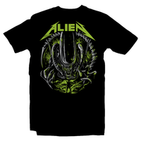 Heavy Metal Tees by Draculabyte l Made from 100% cotton, this unisex t-shirt rocks. Black T-shirt in sizes from small to 6X. Horror, Movie, Film, Scary, Halloween, Evil, Bloody, Killer, Murder, Terror, Alien, Ellen Ripley, Sci-Fi, 1979, Predator, AVP, Nostromo, Acheron, LV-426, Dwayne Hicks, Xenomorph, Facehugger, Shirt, Clothes