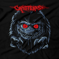 Heavy Metal Tees by Draculabyte l Made from 100% cotton, this unisex t-shirt rocks. Black T-shirt in sizes from small to 6X. Horror, Movie, Film, Scary, Halloween, Evil, Bloody, Killer, Murder, Terror, Monster, Critters, Aliens, Space, Hungry, 1986, Krites, Bounty Hunters, Gremlins, Gizmo, Freddy, 80s, Shirt, Clothes