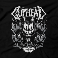 Heavy Metal Tees by Draculabyte l Made from 100% cotton, this unisex t-shirt rocks. Black T-shirt in sizes from small to 6X. Metal, Metalheads, Cuphead, Mugman, Don't Deal With The Devil, Retro, Vintage, Cartoon, Run and Gun, Smash Bros Ultimate, Nintendo, Xbox One, 1930s, Boss, Bosses, Coffee, King Dice, Cala Maria, Platformer, Shooter, Contra