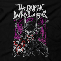 Heavy Metal Tees by Draculabyte l Made from 100% cotton, this unisex t-shirt rocks. Black T-shirt in sizes from small to 6X. Headbangers, Rock, Graphic Art, Shirt, Clothing, Joker, Haha, Batman, Dark Knight, Movie, Film, Comic, Villain, Clown, Robin, Gotham City, Comic Book, Pyscho, Justice League, Bane, The Batman Who Laughs, Riddler, Best