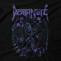 Heavy Metal Tees by Draculabyte l Made from 100% cotton, this unisex t-shirt rocks. Black T-shirt in sizes from small to 6X. Anime, Movie, Film, Animation, Japan, Japanese, Cartoon, Ryuk, Apple, Light Yagami, Misa Amane, L, Death Note, Notebook, Kill, Horror, Kira,  Art, Tee, Store, Clothes, Shop, Naruto, Ghost in the Shell, Akira
