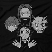 Heavy Metal Tees by Draculabyte l Made from 100% cotton, this unisex t-shirt rocks. Black T-shirt in sizes from small to 6X. Anime, Movie, Film, Animation, Japan, Japanese, Cartoon,  Tanjiro Kamado, Nezuko Kamado, Demons, Zenitsu Agatsuma, Hashibira Inosuke, Horror, Art, Tee, Store, Clothes, Shop, Naruto, Ghost in the Shell, Akira