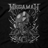 Heavy Metal Tees by Draculabyte l Made from 100% cotton, this unisex t-shirt rocks. Black T-shirt in sizes from small to 6X. Metal, Metalheads, Blue Bomber, SNES, NES, 8 Bit, 80s, 1980s, Rockman, Japan, Japanese, Megaman, Mega Man X, Boss, 90s, 16 Bit, Run and Jump, Retro Gamer, Graphic Art. Robot, Megadeth, Nintendo, Rush, Red