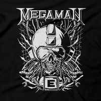 Heavy Metal Tees by Draculabyte l Made from 100% cotton, this unisex t-shirt rocks. Black T-shirt in sizes from small to 6X. Metal, Metalheads, Blue Bomber, SNES, NES, 8 Bit, 80s, 1980s, Rockman, Japan, Japanese, Megaman, Mega Man X, Boss, 90s, 16 Bit, Run and Jump, Retro Gamer, Graphic Art. Robot, Megadeth, Nintendo, Rush, Red