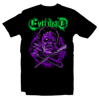 Heavy Metal Tees by Draculabyte l Made from 100% cotton, this unisex t-shirt rocks. Black T-shirt in sizes from small to 6X. Horror, Movie, Film, Scary, Halloween, Evil, Bloody, Killer, Murder, Sam Raimi, The Evil Dead, Necronomicon Ex-Mortis, Ash Williams, Bruce Campbell, Army of Darkness, Book of the Dead, Zombies, Deadites