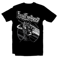 Heavy Metal Tees by Draculabyte l Made from 100% cotton, this unisex t-shirt rocks. Black T-shirt in sizes from small to 6X. Final Fantasy, FF VII, JRPG, Japan, Sephiroth, Videogames, Cloud Strife, Meteor, FF 7, Playstation, Tifa, Shirt, Gamer, PS1, Shop Graphic Art, Best, Vincent, Remake, PS4, PS5, Scorpions, Aerith, Judas Priest