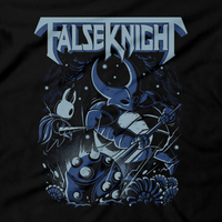 Heavy Metal Tees by Draculabyte l Made from 100% cotton, this unisex t-shirt rocks. Black T-shirt in sizes from small to 6X. Metalheads - Gamer, Bugs, Beetle, Hollow Knight, Failed Champion, False Knight, Maggot, Insects, Adventure, Metroidvania, Team Cherry, Vessel, Ghost, Nameless, Mask Shards, Hallownest, Dream Nail, Radiance, Hornet, The Grimm Troupe