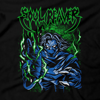 Heavy Metal Tees by Draculabyte l Made from 100% cotton, this unisex t-shirt rocks. Black T-shirt in sizes from small to 6X. Metal, Metalheads, Gamer, Legacy of Kain, Soul Reaver, Dreamcast, PS2, Blood Omen, 2, Skull, Castlevania, Slayer, Vampire, Graphic Art, Playstation, PS1, Silicon Knights, Raziel, Horror, Xbox, Gamecube