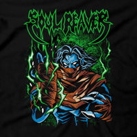 Heavy Metal Tees by Draculabyte l Made from 100% cotton, this unisex t-shirt rocks. Black T-shirt in sizes from small to 6X. Metal, Metalheads, Gamer, Legacy of Kain, Soul Reaver, Dreamcast, PS2, Blood Omen, 2, Skull, Castlevania, Slayer, Vampire, Graphic Art, Playstation, PS1, Silicon Knights, Raziel, Horror, Xbox, Gamecube