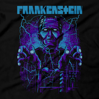 Heavy Metal Tees by Draculabyte l Made from 100% cotton, this unisex t-shirt rocks. Black T-shirt in sizes from small to 6X. Horror, Movie, Film, Scary, Halloween, Evil, Bloody, Killer, Murder, Terror, Monster, Book, Bride, Mad Scientist, Victor Frankenstein, 1818, Gothic, Mummy, Wolfman, Mary Shelley, 80s, Shirt, Clothes