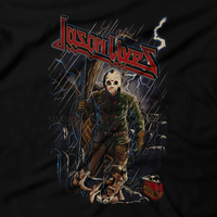 Heavy Metal Tees by Draculabyte l Made from 100% cotton, this unisex t-shirt rocks. Black T-shirt in sizes from small to 6X. Horror, Movie, Film, Scary, Halloween, Evil, Bloody, Killer, Murder, Jason Voorhees, Friday the 13th, Camp Crystal Lake, Jason Lives, Freddy VS Jason, Pamela, Counselor, Slasher, Shirt, Clothes, Store, Online Shop