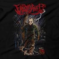 Heavy Metal Tees by Draculabyte l Made from 100% cotton, this unisex t-shirt rocks. Black T-shirt in sizes from small to 6X. Horror, Movie, Film, Scary, Halloween, Evil, Bloody, Killer, Murder, Jason Voorhees, Friday the 13th, Camp Crystal Lake, Jason Lives, Freddy VS Jason, Pamela, Counselor, Slasher, Shirt, Clothes, Store, Online Shop