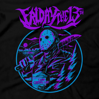 Heavy Metal Tees by Draculabyte l Made from 100% cotton, this unisex t-shirt rocks. Black T-shirt in sizes from small to 6X. Horror, Movie, Film, Scary, Halloween, Evil, Bloody, Killer, Murder, Terror, Jason Voorhees, Friday the 13th, Camp Crystal Lake, Mask, Knife, Freddy VS Jason, Pamela, Counselor, Slasher, Shirt, Clothes