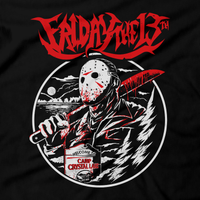 Heavy Metal Tees by Draculabyte l Made from 100% cotton, this unisex t-shirt rocks. Black T-shirt in sizes from small to 6X. Horror, Movie, Film, Scary, Halloween, Evil, Bloody, Killer, Murder, Terror, Jason Voorhees, Friday the 13th, Camp Crystal Lake, Mask, Knife, Freddy VS Jason, Pamela, Counselor, Slasher, Shirt, Clothes