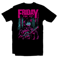 Heavy Metal Tees by Draculabyte l Made from 100% cotton, this unisex t-shirt rocks. Black T-shirt in sizes from small to 6X. Horror, Movie, Film, Scary, Halloween, Evil, Bloody, Killer, Murder, Terror, Jason Voorhees, Friday the 13th, Camp Crystal Lake, Mask, Knife, Freddy VS Jason, Pamela, Counselor, Slasher, Shirt, Clothes