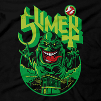 Heavy Metal Tees by Draculabyte l Made from 100% cotton, this unisex t-shirt rocks. Black T-shirt in sizes from small to 6X. Ghostbusters inspired design with Slimer, Slime, Peter Venkman, Raymond Stantz, Egon Spengler, Who Ya Gonna Call, Zuul, New York, Logo, Stay Puft, 80s Movie, 1980s, Ghost Band, Papa Emeritus, Namco, Horror, Art