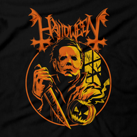 Heavy Metal Tees by Draculabyte l Made from 100% cotton, this unisex t-shirt rocks. Black T-shirt in sizes from small to 6X. Horror, Movie, Film, Scary, Halloween, Evil, Bloody, Killer, Murder, Terror, Halloween, Michael Myers, Boogey Man, 1978, Laurie, Loomis, Candy, October, Knife, Haddonfield, The Shape, Death Shirt, Clothes