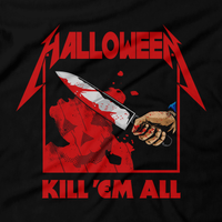 Heavy Metal Tees by Draculabyte l Made from 100% cotton, this unisex t-shirt rocks. Black T-shirt in sizes from small to 6X. Horror, Movie, Film, Scary, Halloween, Evil, Bloody, Killer, Murder, Terror, Halloween, Michael Myers, Boogey Man, 1978, Laurie, Loomis, Candy, October, Knife, Haddonfield, The Shape, Death Shirt, Clothes