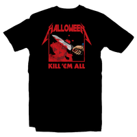 Heavy Metal Tees by Draculabyte l Made from 100% cotton, this unisex t-shirt rocks. Black T-shirt in sizes from small to 6X. Horror, Movie, Film, Scary, Halloween, Evil, Bloody, Killer, Murder, Terror, Halloween, Michael Myers, Boogey Man, 1978, Laurie, Loomis, Candy, October, Knife, Haddonfield, The Shape, Death Shirt, Clothes