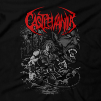 Heavy Metal Tees by Draculabyte l Made from 100% cotton, this unisex t-shirt rocks. Black T-shirt in sizes from small to 6X. Metal, Metal, Metalheads, Gamer, Nes, Nintendo, Pixel, 8-Bit, 1980s, Castlevania, Simon Belmont, Vampire Killer, SOTN, Dracula, Skull, Symphony of the Night, Slayer, Vampire Hunter, Graphic Art, 1986, 1987, Konami