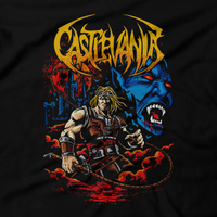 Heavy Metal Tees by Draculabyte l Made from 100% cotton, this unisex t-shirt rocks. Black T-shirt in sizes from small to 6X. Metal, Metal, Metalheads, Gamer, Nes, Nintendo, Pixel, 8-Bit, 1980s, Castlevania, Simon Belmont, Vampire Killer, SOTN, Dracula, Skull, Symphony of the Night, Slayer, Vampire Hunter, Graphic Art, 1986, 1987, Konami