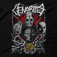 Heavy Metal Tees by Draculabyte l Made from 100% cotton, this unisex t-shirt rocks. Black T-shirt in sizes from small to 6X. Horror, Movie, Film, Scary, Halloween, Evil, Bloody, Killer, Murder, Terror, Pinhead, hellraiser, Clive Barker, Open, Cenobite, Nail, Puzzle Box, Freddy Krueger, Clothes, Chatterer, Butterball, Deep Throat