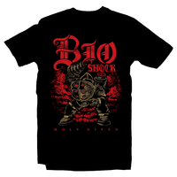 Heavy Metal Tees by Draculabyte l Made from 100% cotton, this unisex t-shirt rocks. Black T-shirt in sizes from small to 6X. Metalheads, Graphic Art, Boss, Rock and Roll, Holy Diver, Bioshock, Big Daddy, Little Sister, Dio, Rapture, City, Water, Mister Bubbles, Mr., Andrew Ryan, System Shock, RPG, Horror, Adam, Atlantic Ocean, City, Dr. Tenenbaum, Harvest