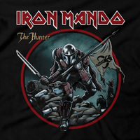 Heavy Metal Tees by Draculabyte l Made from 100% cotton, this unisex t-shirt rocks. Black T-shirt in sizes from small to 6X. Graphic Art, Rock, Movie, Film, Sci-Fi, Yoda, Baby Yoda, Bounty Hunter, TV Show, Mandalorian, Warrior, Boba Fett, Darth Vader, Princess Leia, Blaster, This is the way, Season 2, Music, The Child, Best, Iron Maiden, Mando