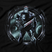 Heavy Metal Tees by Draculabyte l Made from 100% cotton, this unisex t-shirt rocks. Black T-shirt in sizes from small to 6X. Horror, Movie, Film, Scary, Halloween, Evil, Bloody, Killer, Murder, Terror, Jason Voorhees, Friday the 13th, Camp Crystal Lake, Mask, Knife, Freddy VS Jason  Jason X, Space, Sci-Fi, Slasher, Shirt, Clothes