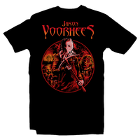 Heavy Metal Tees by Draculabyte l Made from 100% cotton, this unisex t-shirt rocks. Black T-shirt in sizes from small to 6X. Horror, Movie, Film, Scary, Halloween, Evil, Bloody, Killer, Murder, Terror, Jason Voorhees, Friday the 13th, Camp Crystal Lake, Mask, Knife, Freddy VS Jason, Pamela, Counselor, Slasher, Shirt, Clothes