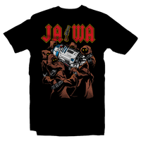 Heavy Metal Tees by Draculabyte l Made from 100% cotton, this unisex t-shirt rocks. Black T-shirt in sizes from small to 6X. Metalheads, Graphic Art, Rock, Movie, Film, Sci-Fi, Yoda, Baby Yoda, Jedi, The Force, Mandalorian, Boba Fett, C-3PO, R2D2, BB8, The Droids, Star Wars, Luke Skywalker, Princess Leia, Jawas, Jawa, Sand Crawler, Album, Music, Horns