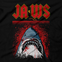 Heavy Metal Tees by Draculabyte l Made from 100% cotton, this unisex t-shirt rocks. Black T-shirt in sizes from small to 6X. Horror, Movie, Film, Monster, Horror, Scary, Shark, Jaws, Killer Shark, Boat, Ocean, Bite, Fin, Steven Spielberg, Amity Island, Quint, Brody, Jaws 2, Jaws 3, Hooper Fight, Art, Tee, Store, Clothes, Metalhead