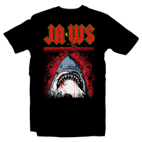 Heavy Metal Tees by Draculabyte l Made from 100% cotton, this unisex t-shirt rocks. Black T-shirt in sizes from small to 6X. Horror, Movie, Film, Monster, Horror, Scary, Shark, Jaws, Killer Shark, Boat, Ocean, Bite, Fin, Steven Spielberg, Amity Island, Quint, Brody, Jaws 2, Jaws 3, Hooper Fight, Art, Tee, Store, Clothes, Metalhead