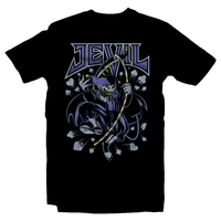 Heavy Metal Tees by Draculabyte l Made from 100% cotton, this unisex t-shirt rocks. Black T-shirt in sizes from small to 6X. Metalheads, Rpg, Jevil, Joker, Clown, Joke, Boss, Kris, Dark World, Darkners, Undertale, Sans, Monsters, Nintendo Switch, Toby Fox, Lancer, King, Seam, Hero of Light, Flowey, Playstation 4, PC, Steam, Deltarune