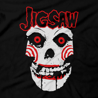 Heavy Metal Tees by Draculabyte l Made from 100% cotton, this unisex t-shirt rocks. Black T-shirt in sizes from small to 6X. Horror, Movie, Film, Scary, Halloween, Evil, Bloody, Killer, Murder, Terror, Monster, Saw, Jigsaw, Games, Puzzles, Gory, Jigsaw Killer, John Kramer, Tests, Torture, Spiral, Shirt, Clothes