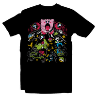 Heavy Metal Tees by Draculabyte l Made from 100% cotton, this unisex t-shirt rocks. Black T-shirt in sizes from small to 6X.  Super Mario, SMB, Super Mario 64, Mario Kart 64, Retro, Video Games, Gamer, MK8, SNES, Nintendo Shirt, Switch, N64, Graphic Art, Kirby, Yoshi, Luigi, Weapon, Bomb, Suck, Dreamland, Super Smash Bros, N64, Korn, Music