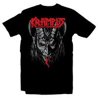 Heavy Metal Tees by Draculabyte l Made from 100% cotton, this unisex t-shirt rocks. Black T-shirt in sizes from small to 6X. Christmas, Gift, Tree, Snow, Holiday, Santa Claus, Present, Cookies, Best Gift, Krampus, Horror, Demon, Monster, Goat, Snow Globe, Goat, Half Goat, Half Demon, Europe, European, Best Gift, Shirt, Clothes