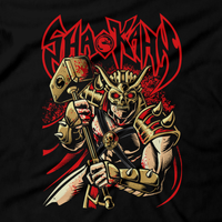 Heavy Metal Tees by Draculabyte l Made from 100% cotton, this unisex t-shirt rocks. Black T-shirt in sizes from small to 6X. Metalheads, Fighting Game, Finish Him, Arcade, Fighter, Sub Zero, Mortal Kombat 11, MK, Fatality, Blood, SNES, MK2, Raiden, 90s, 1990s, Goro, Shao Kahn, Boss, MK11, Skull, Graphic, Scorpion, Sega, Movie