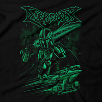 Heavy Metal Tees by Draculabyte l Made from 100% cotton, this unisex t-shirt rocks. Black T-shirt in sizes from small to 6X. Metalheads, Graphic Art, Rock, Movie, Film, Sci-Fi, Yoda, Bounty Hunter, TV Show, Mandalorian, Boba Fett, Darth Vader, This is the way, Music, The Child, Ride the Lightning, Grogu, N1 Star Fighter, Slave 1, Darksaber, Online Shop, Art