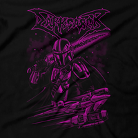 Heavy Metal Tees by Draculabyte l Made from 100% cotton, this unisex t-shirt rocks. Black T-shirt in sizes from small to 6X. Metalheads, Graphic Art, Rock, Movie, Film, Sci-Fi, Yoda, Bounty Hunter, TV Show, Mandalorian, Boba Fett, Darth Vader, This is the way, Music, The Child, Ride the Lightning, Grogu, N1 Star Fighter, Slave 1, Darksaber, Online Shop, Art