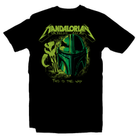 Heavy Metal Tees by Draculabyte l Made from 100% cotton, this unisex t-shirt rocks. Black T-shirt in sizes from small to 6X. Metalheads, Graphic Art, Rock, Movie, Film, Sci-Fi, Yoda, Baby Yoda, Bounty Hunter, TV Show, Mandalorian, Warrior, Boba Fett, Disney, Darth Vader, Plus, Princess Leia, Heavy Infantry, Blaster, Episode 3, This is the way, Metallica