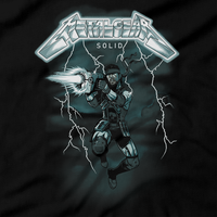 Heavy Metal Tees by Draculabyte l Made from 100% cotton, this unisex t-shirt rocks. Black T-shirt in sizes from small to 6X. Metalheads, Graphic Art, Video Game, Metal Gear Solid, MGS, Solid Snake, PS1, Playstation, Twin Snakes, Rex, Ninja, Ocelot, Psycho Mantis, Metallica, Battle, VR Missions, Shadow Moses, Big Boss, Liquid, Peace Walker, PS4, PS2, MGS2