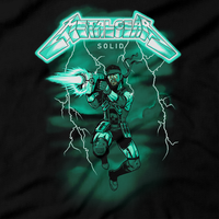 Heavy Metal Tees by Draculabyte l Made from 100% cotton, this unisex t-shirt rocks. Black T-shirt in sizes from small to 6X. Metalheads, Graphic Art, Video Game, Metal Gear Solid, MGS, Solid Snake, PS1, Playstation, Twin Snakes, Rex, Ninja, Ocelot, Psycho Mantis, Metallica, Battle, VR Missions, Shadow Moses, Big Boss, Liquid, Peace Walker, PS4, PS2, MGS2