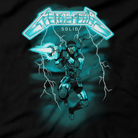 Heavy Metal Tees by Draculabyte l Made from 100% cotton, this unisex t-shirt rocks. Black T-shirt in sizes from small to 6X. Metalheads, Graphic Art, Video Game, Metal Gear Solid, MGS, Solid Snake, PS1, Playstation, Twin Snakes, Rex, Ninja, Ocelot, Psycho Mantis, Metallica, Battle, VR Missions, Shadow Moses, Big Boss, Liquid, Peace Walker, PS4, PS2, MGS2