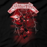 Heavy Metal Tees by Draculabyte l Made from 100% cotton, this unisex t-shirt rocks. Black T-shirt in sizes from small to 6X. Metalheads, Graphic Art, Video Game, Metal Gear Solid, MGS, Solid Snake, PS1, Playstation, Twin Snakes, Rex, Ninja, Ocelot, Psycho Mantis, Metallica, Battle, VR Missions, Shadow Moses, Big Boss, Liquid, Peace Walker, PS4, PS2, MGS2