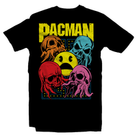 Heavy Metal Tees by Draculabyte l Made from 100% cotton, this unisex t-shirt rocks. Black T-shirt in sizes from small to 6X. Pac Man sinpred design with Ghosts, Inky, Pinky, Blinky, Clyde, Sci-Fi, Pac-Man, Space, Death, Pacman, Arcade, 80s, 1980s, Astronaut, Nasa, Skull, Skeleton, Ghost Band, Papa Emeritus, Namco, Ghouls, Horror, Art