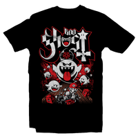 Heavy Metal Tees by Draculabyte l Made from 100% cotton, this unisex t-shirt rocks. Black T-shirt in sizes from small to 6X. Papa Ghost, King Boo, Ghost, Super Mario, SMB, Mario 3, Super Mario 64, Mario Kart, Mario Kart 64, Retro, Video Games, Gamer, Ghost Band, Papa Emeritus, Nintendo Shirt, Switch, N64, Graphic Art.