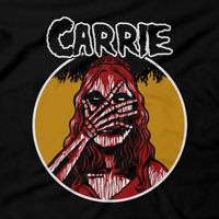 Heavy Metal Tees by Draculabyte l Made from 100% cotton, this unisex t-shirt rocks. Black T-shirt in sizes from small to 6X. Horror, Movie, Film, Scary, Halloween, Evil, Bloody, Killer, Murder, Terror, Monster, Carrie White, Prom Queen, Blood, Angry, 1976, plug it up, telekinesis, fire, gym, womens, girl Misfits, Shirt, Clothes